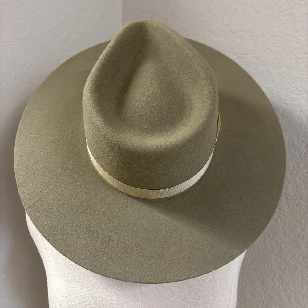 Twister-Pinch Front Mushroom Fedora Style Cowboy Hat 100% Wool Felt Sz Large